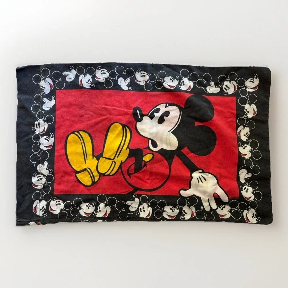 Vintage Disney Mickey‎ Mouse Pillowcase Unisex Standard Red 90s Made in USA